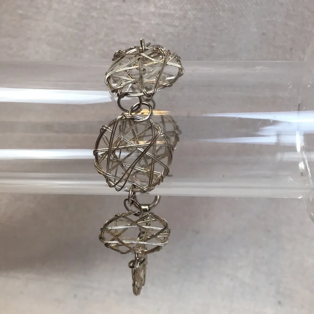 Silver wire wrap Bracelet and pendant set